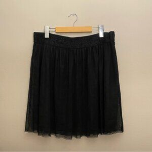 3/$10⚡️Maurices Black Mesh Tulle Like Circle Skirt w Glitter Waist Band
